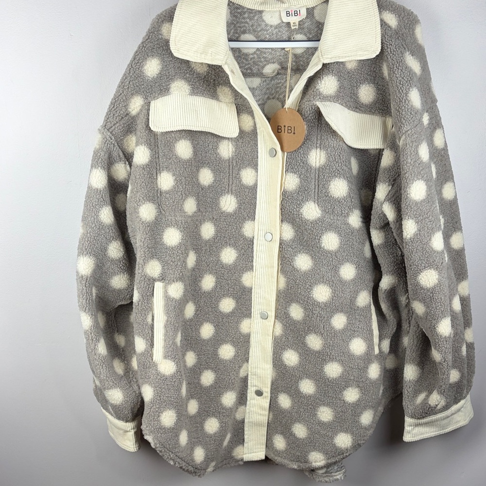 BiBi Gray and Cream Spotted Jacket Xl 1X NWT